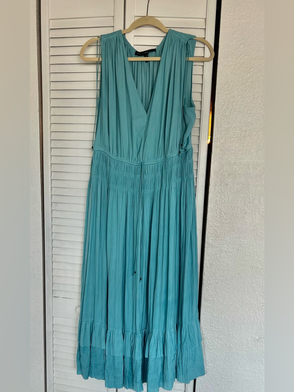 White House Black Market Teal Sleeveless Midi Dress